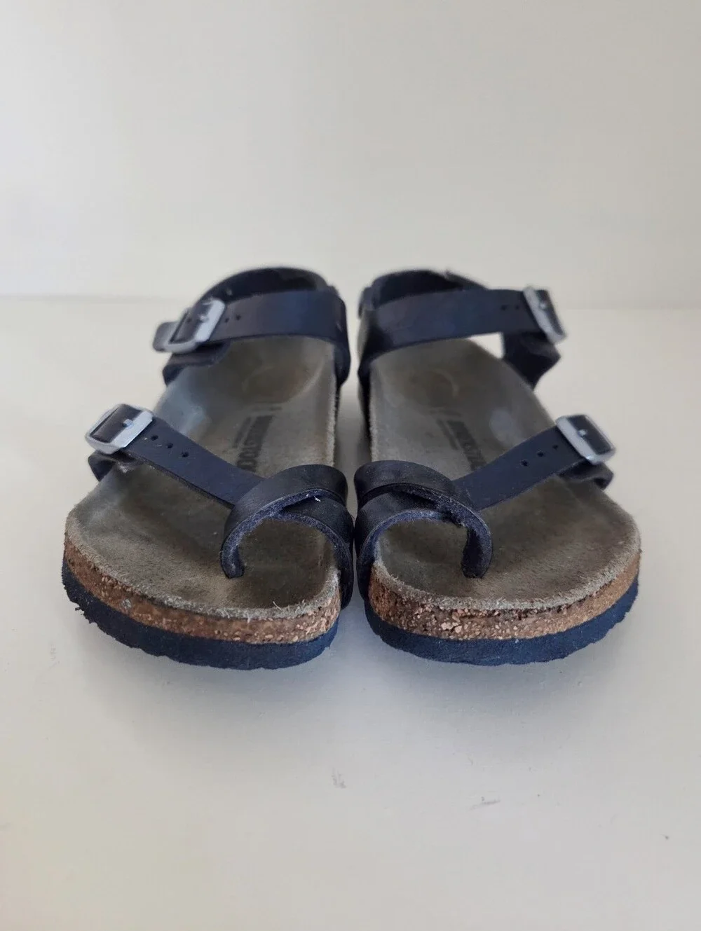 Birkenstock Kids Taurmina Navy Leather Strap Sandals Size 2Y